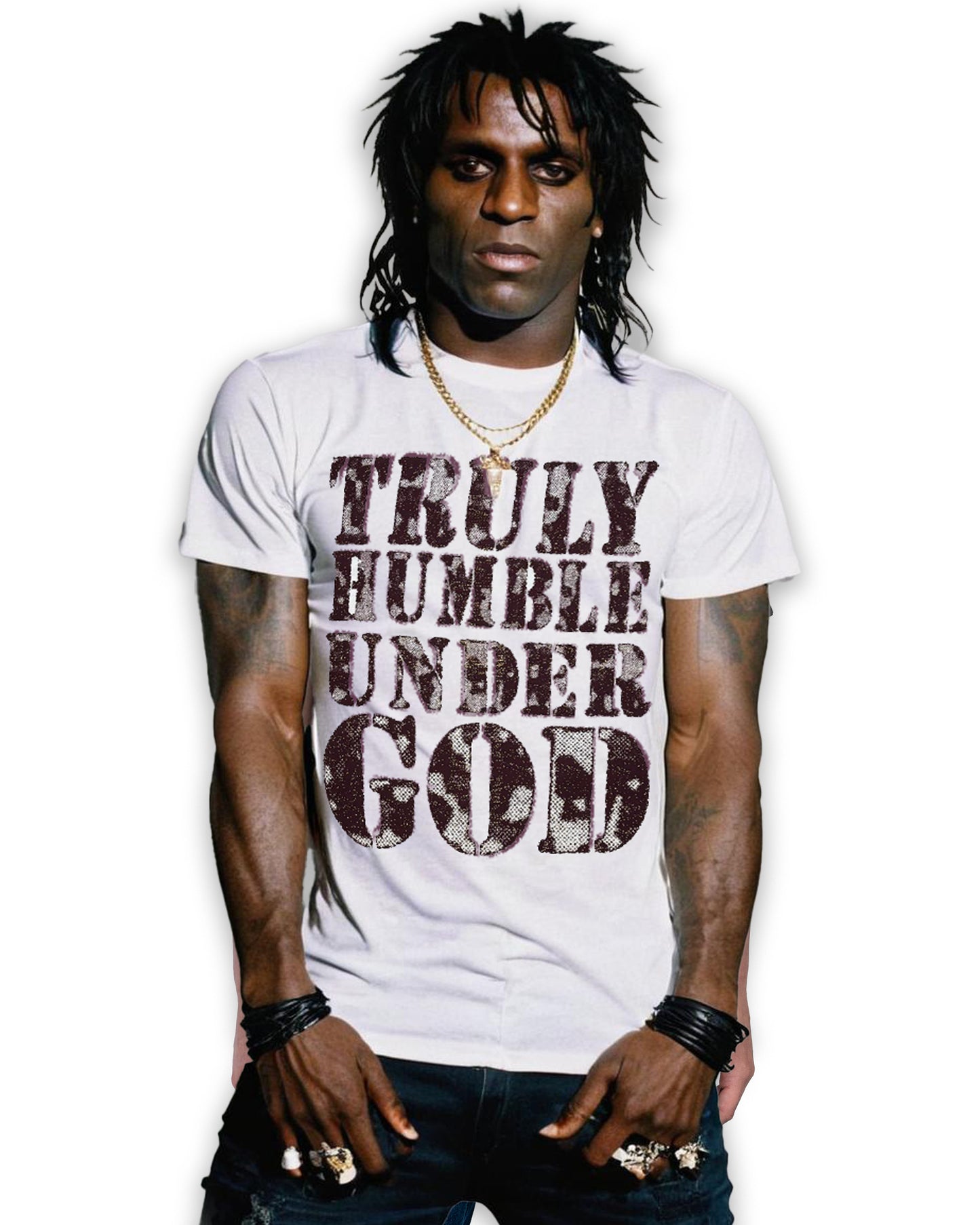 HUMBLE UNDER GOD TEE WHITE PURPLE