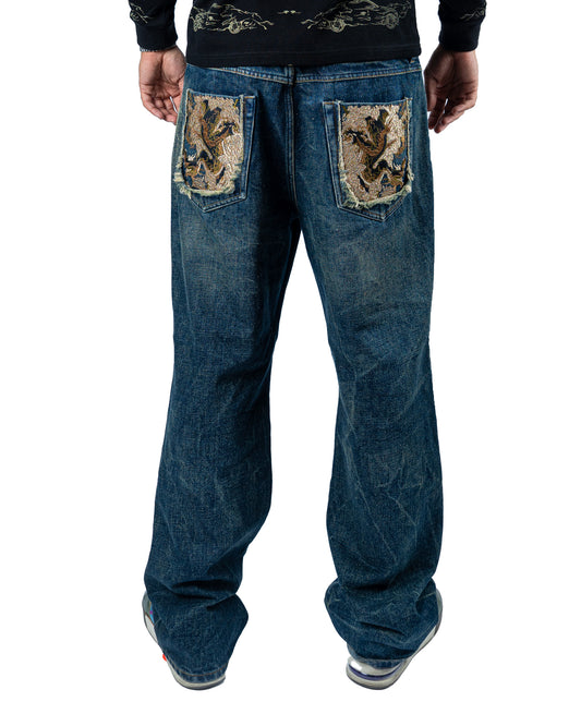 Hidden Dragon Blue Denim