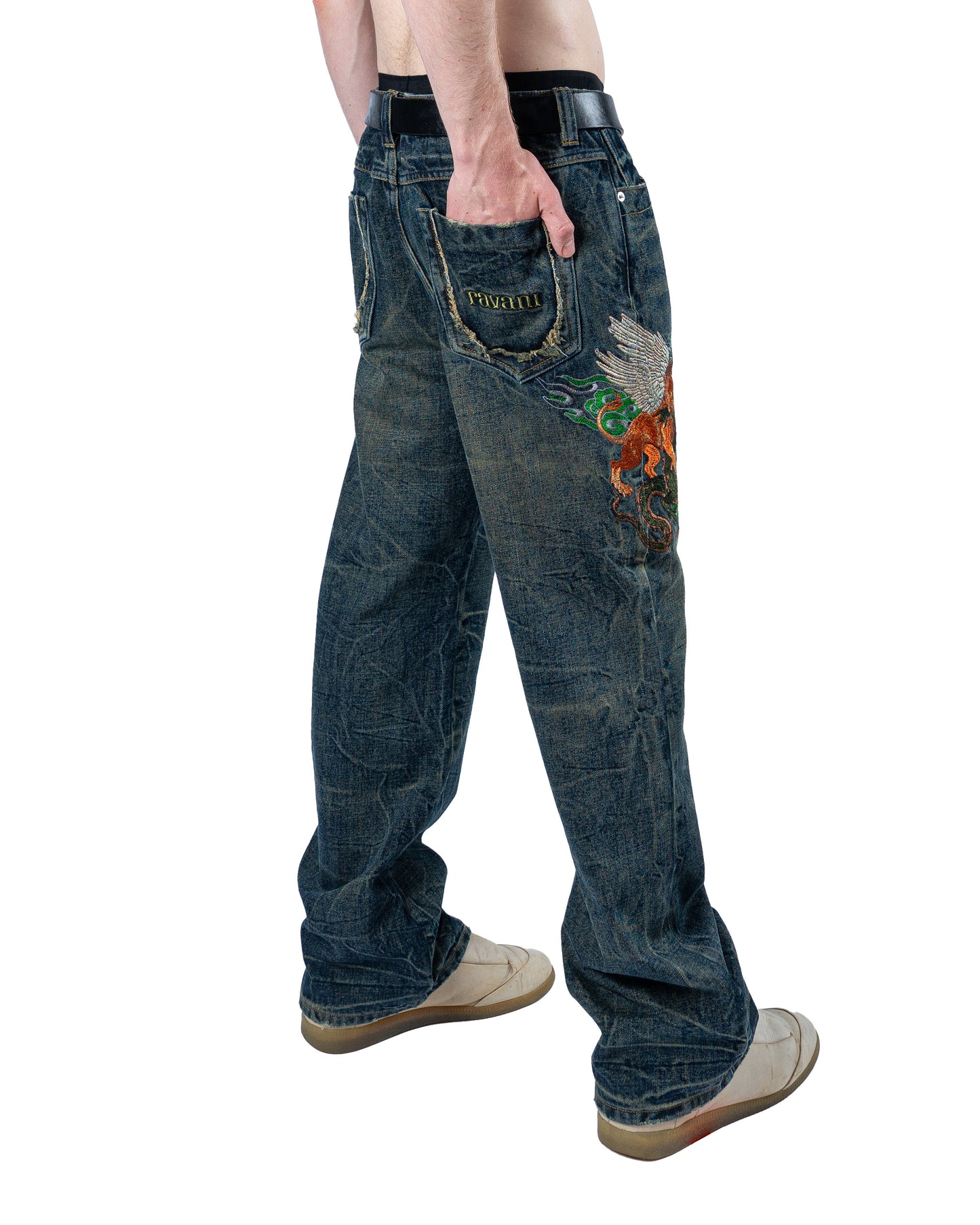 Crouching Lion Green Denim