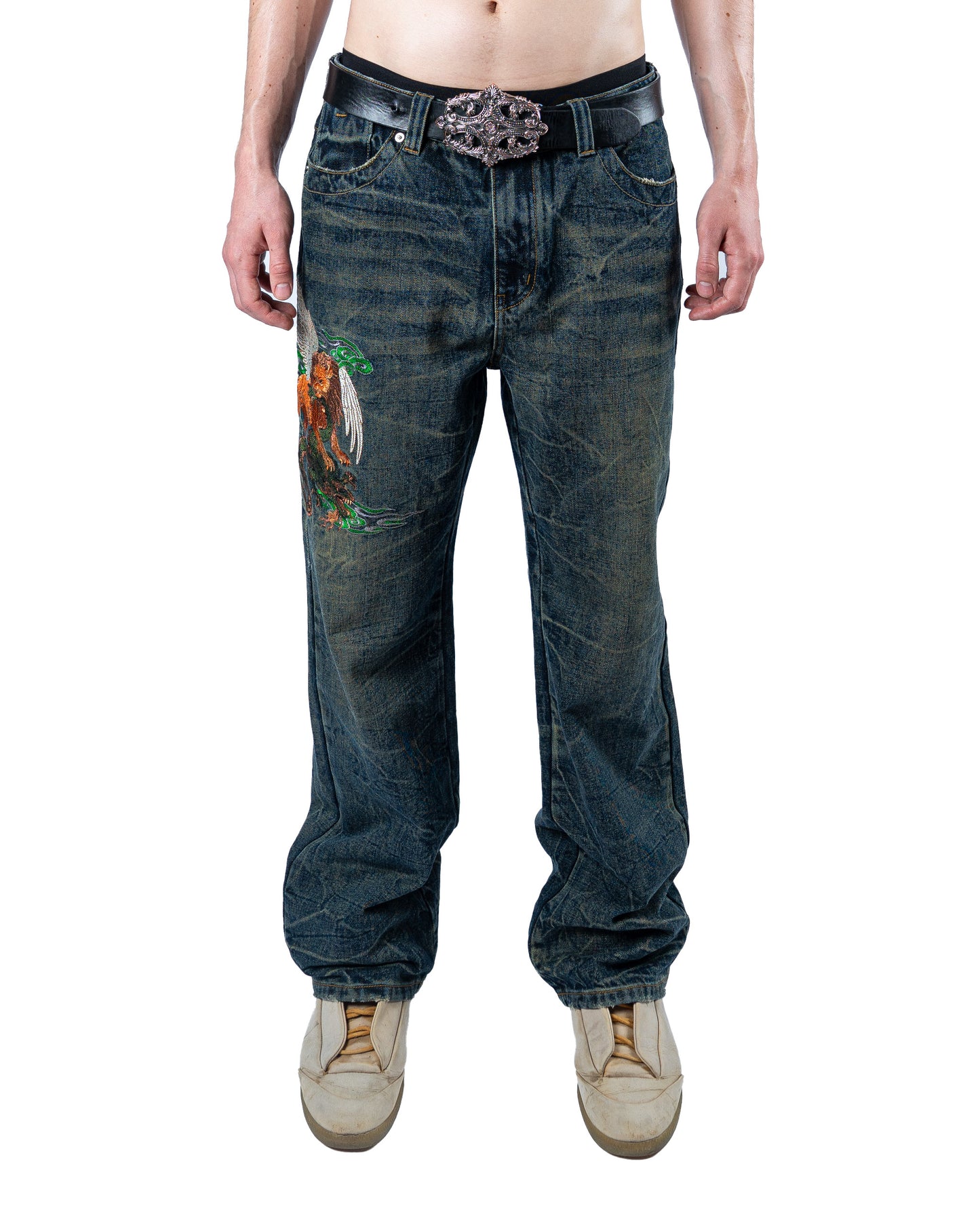 Crouching Lion Green Denim