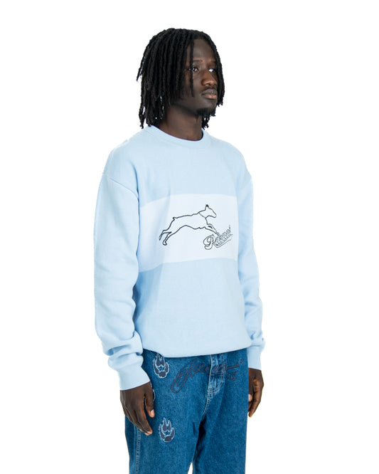 Doberman Knit Crewneck Baby Blue