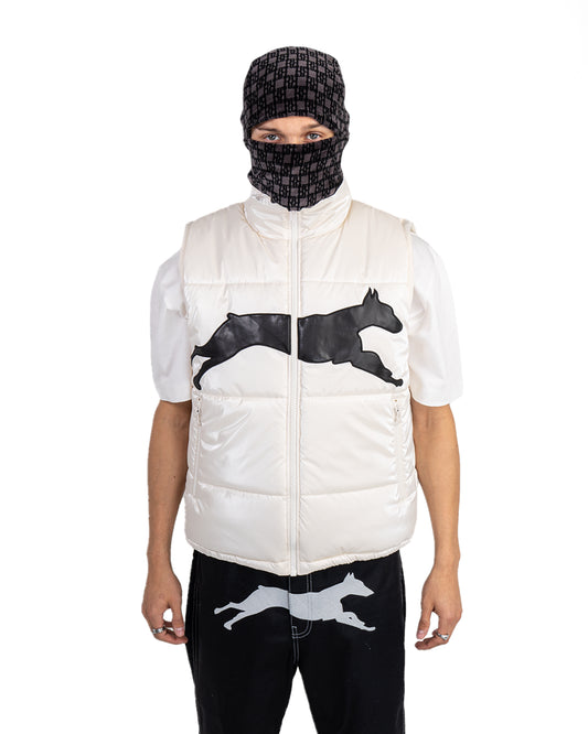 DOBERMAN PUFFER VEST BLACK ON CREAM