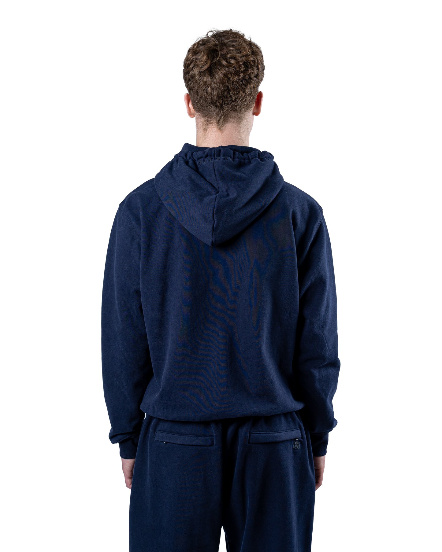 Box Logo Zip Hoodie Navy Marine