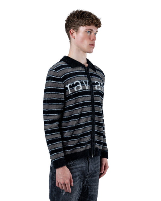 Ravani Mohair Stripe Zip Cardigan
