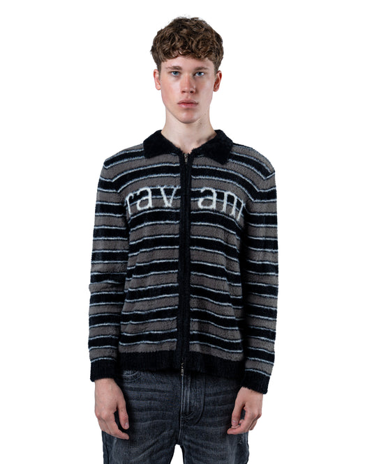 Ravani Mohair Stripe Zip Cardigan
