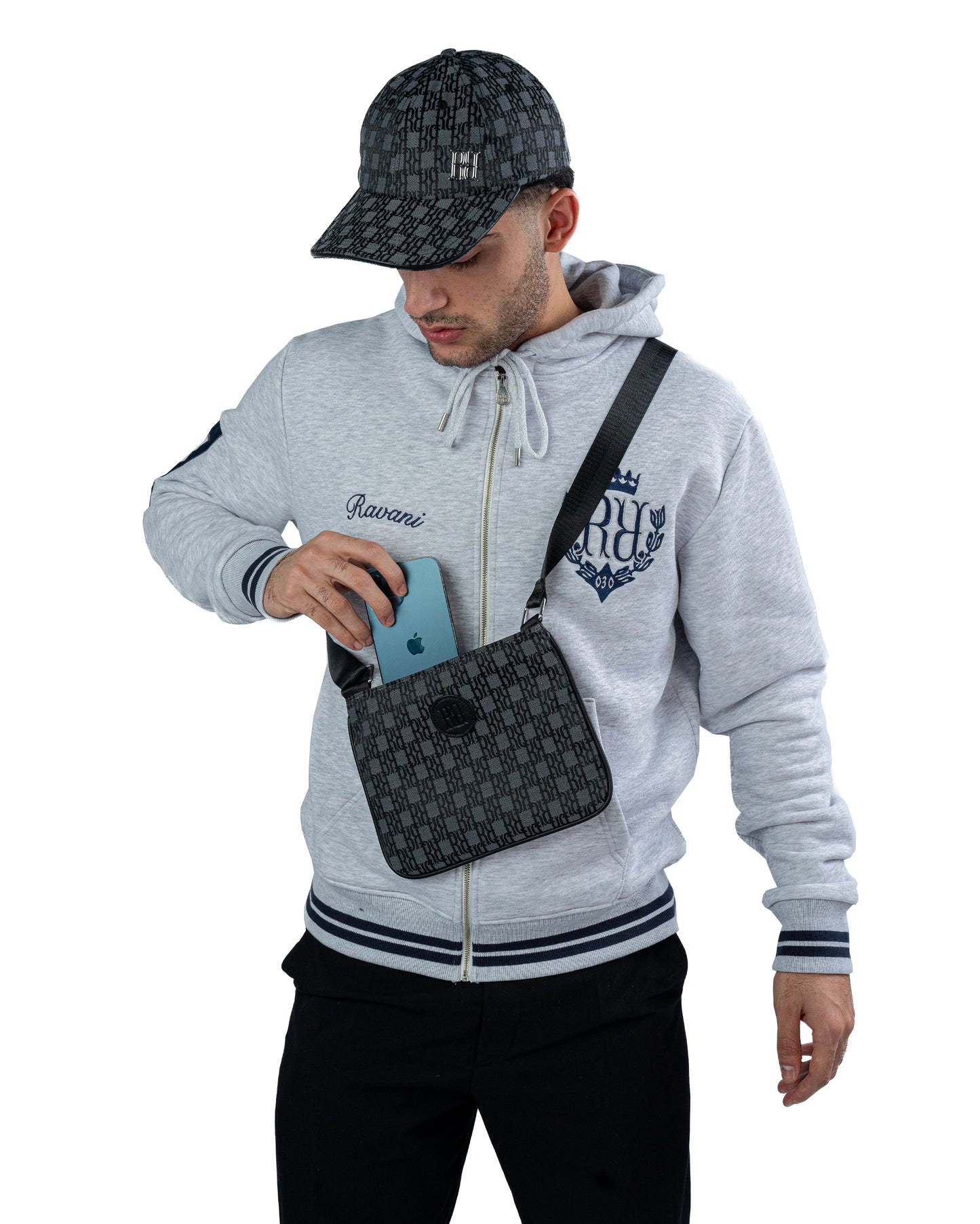 RR Jacquard Monogram shoulder bag Grey