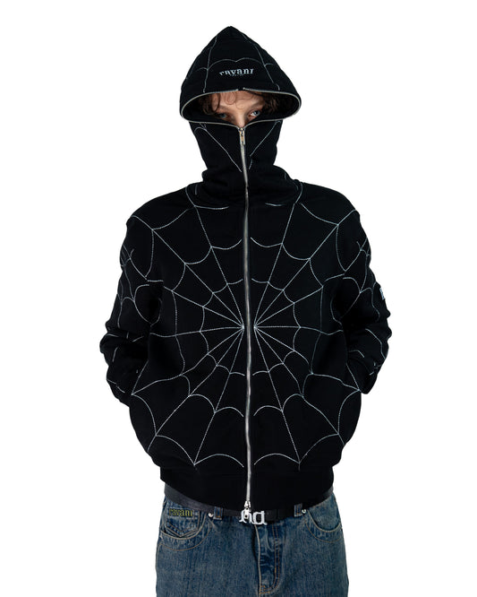 Spider Zip Hoodie Black