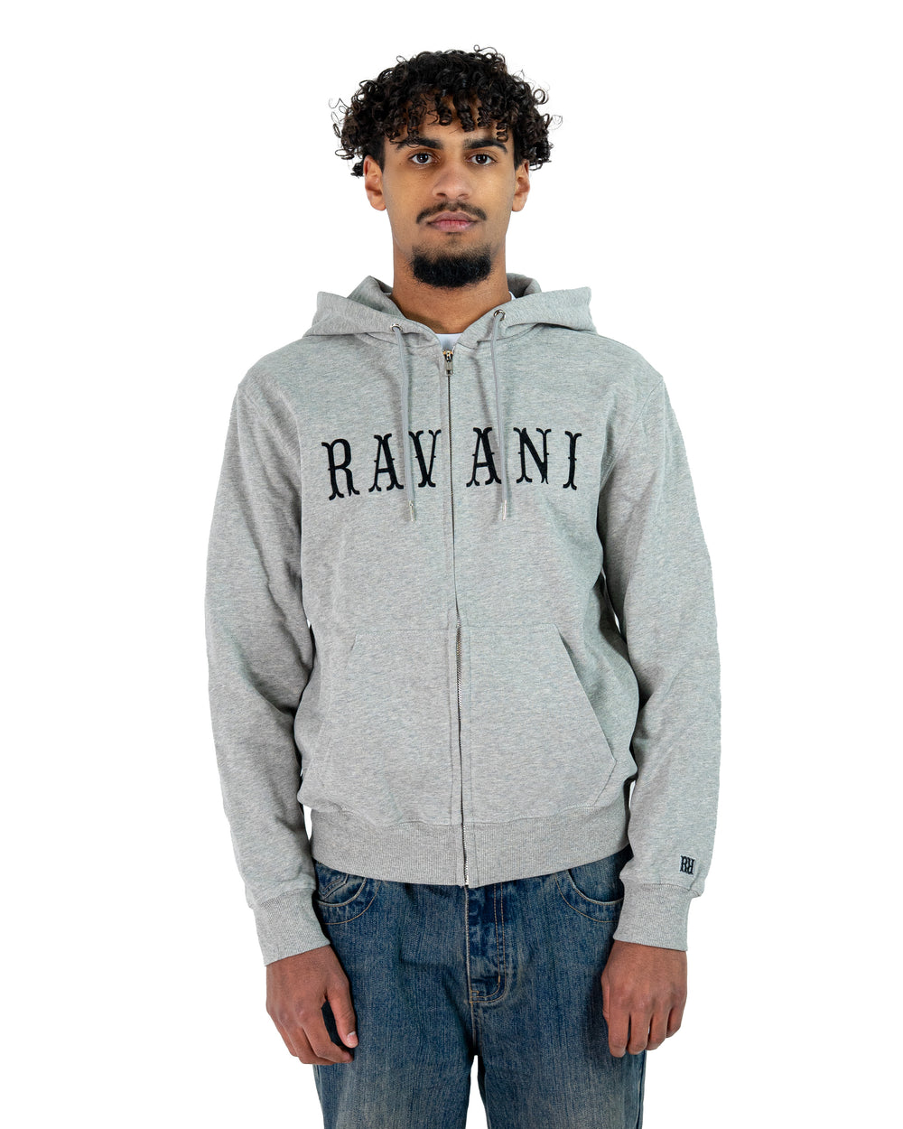 Box Logo Zip Hoodie Grey