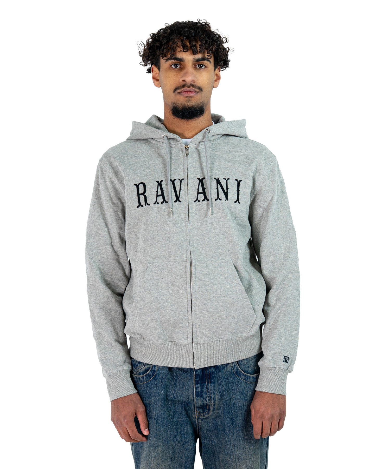 Box Logo Zip Hoodie Grey