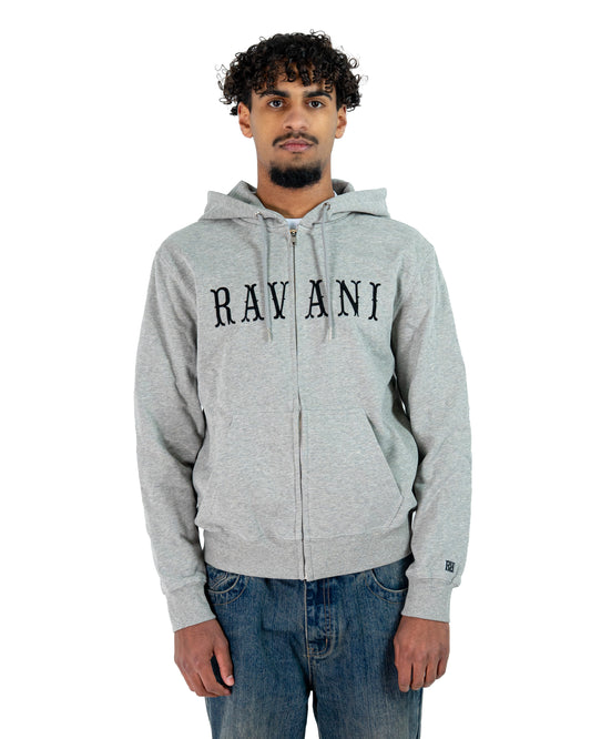 Box Logo Zip Hoodie Grey