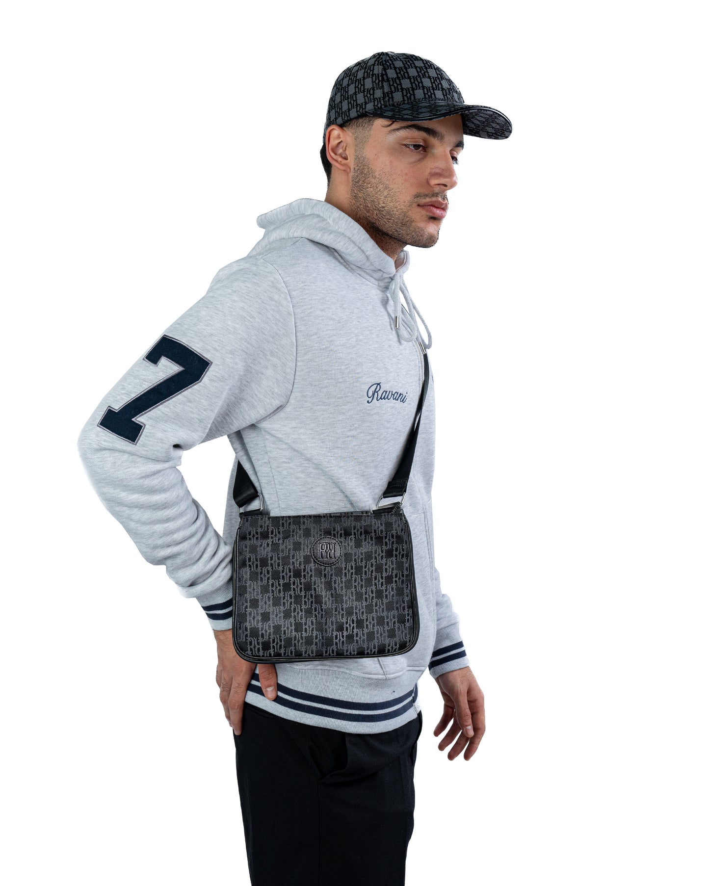 RR Jacquard Monogram shoulder bag Black