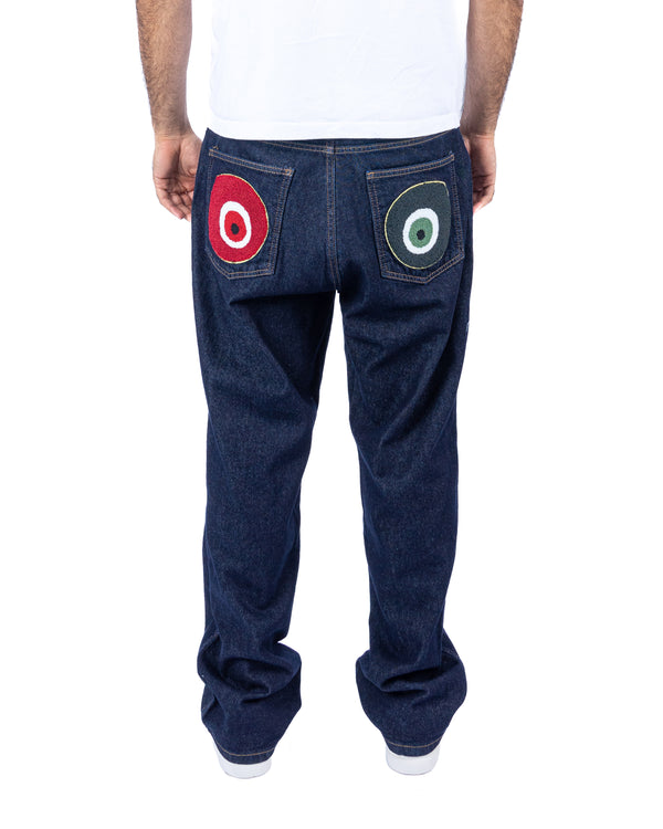 OG Nazar Jeans Dark Blue - Green&Red Patches