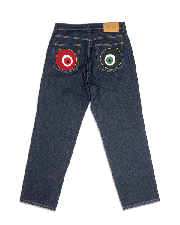 OG Nazar jeans dark blue - green&red patches