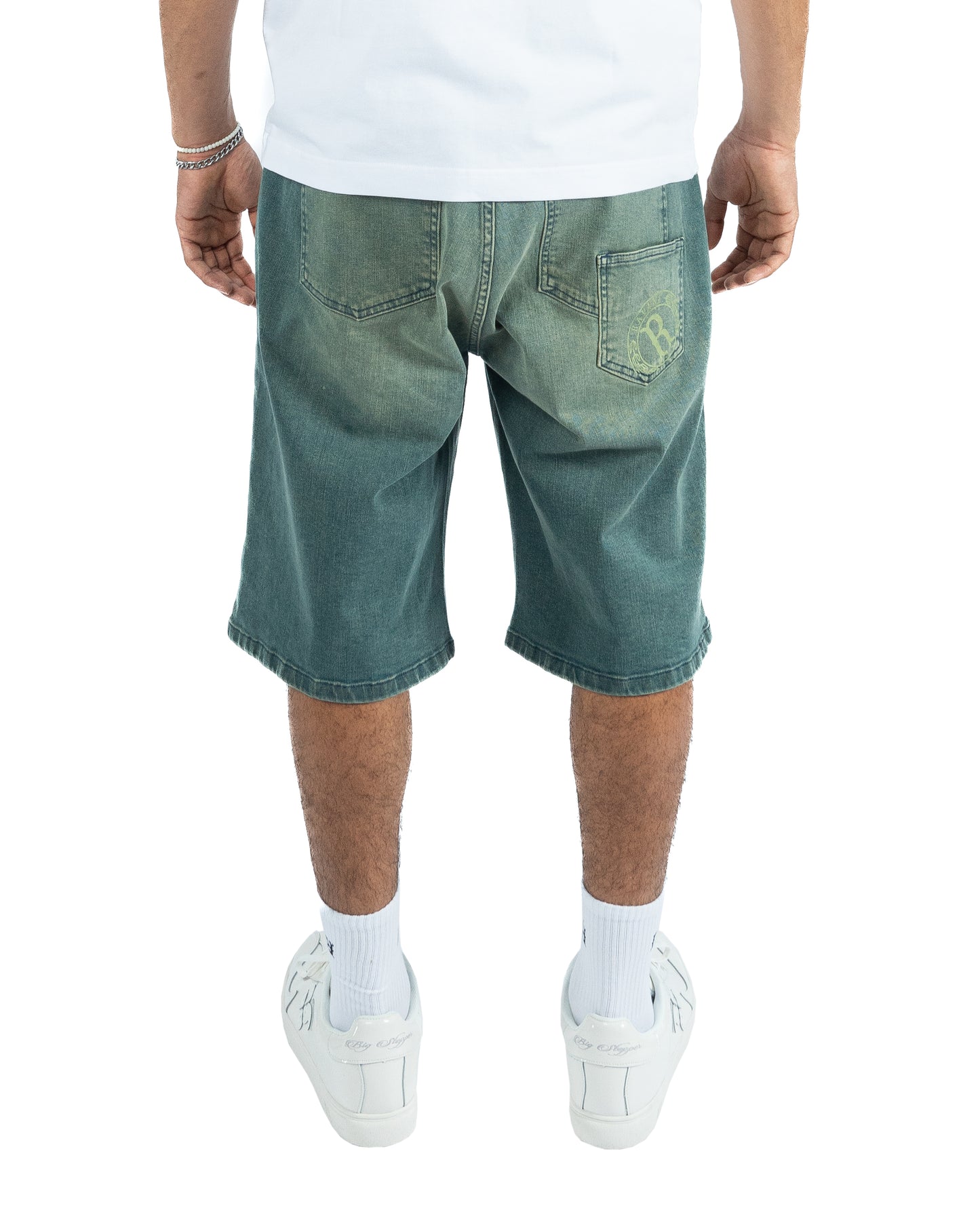 Ravani Star Denim Jorts Mid Blue/Green Wash