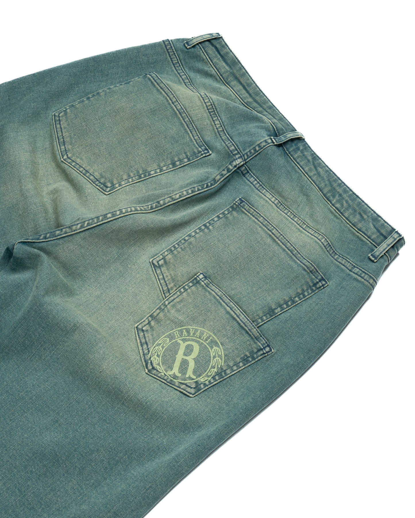 Ravani Star Denim Jorts Mid Blue/Green Wash