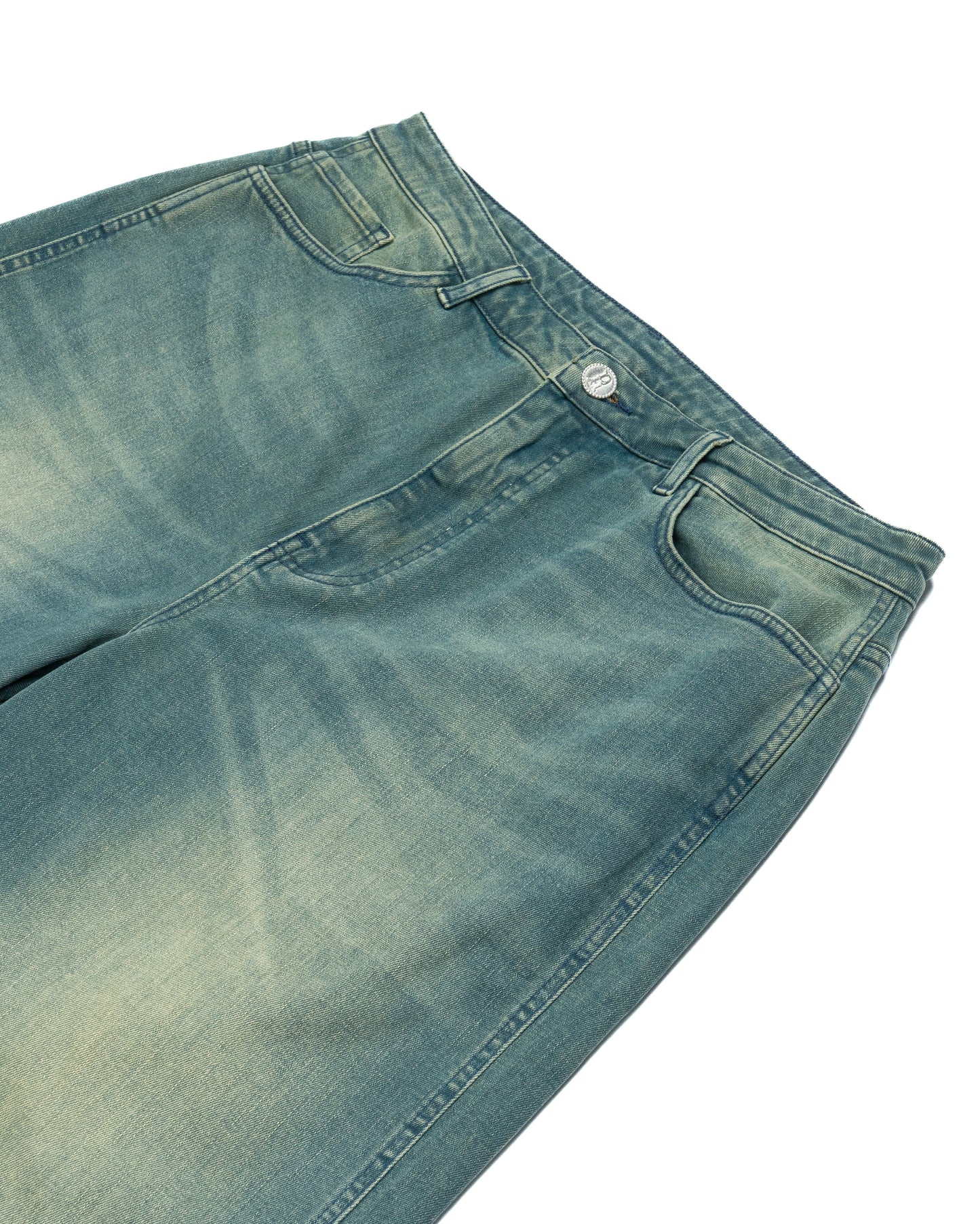 Ravani Star Denim Jorts Mid Blue/Green Wash