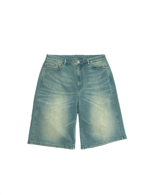 Ravani Star Denim Jorts Mid Blue/Green Wash