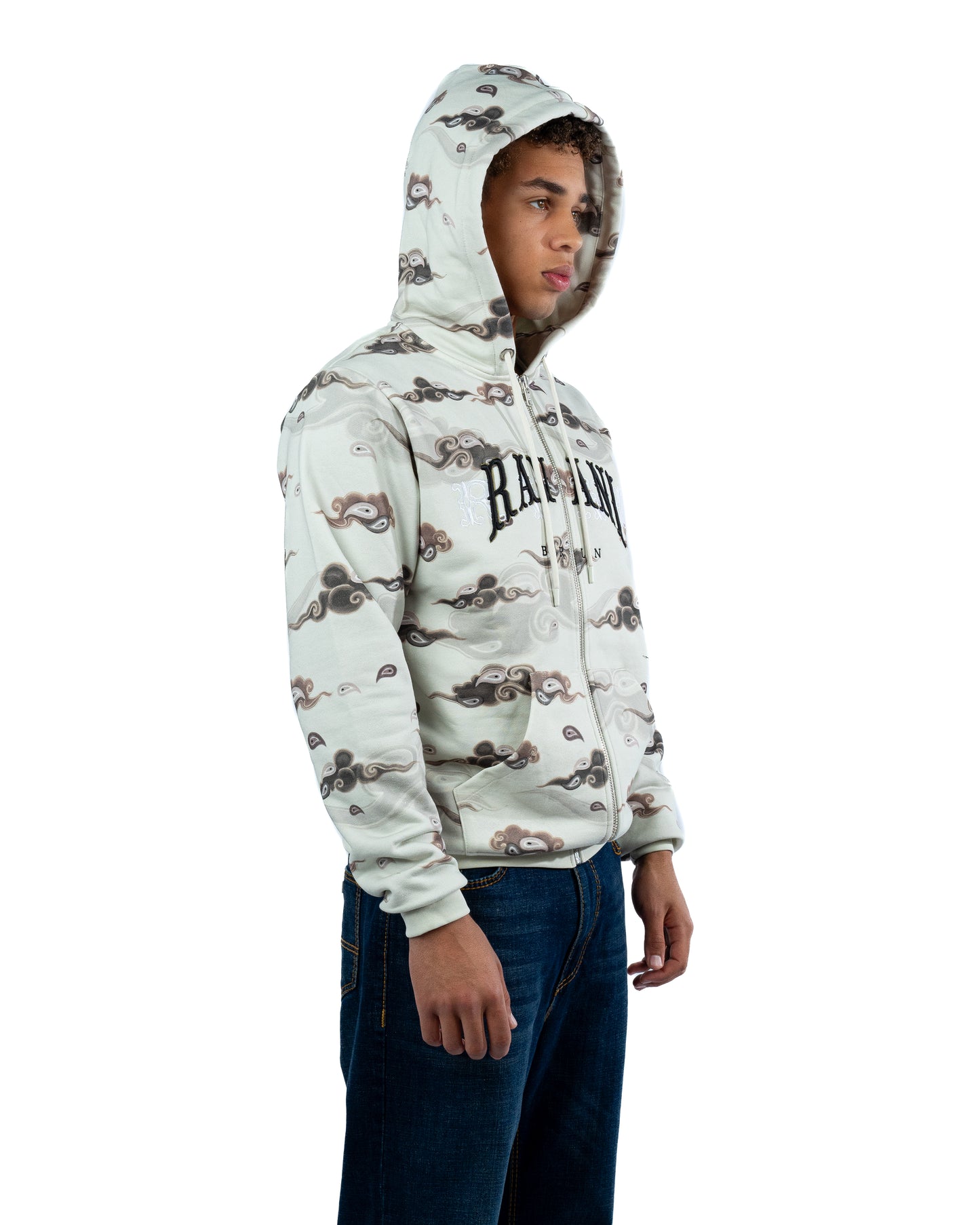 Box Logo Zip Hoodie Cream camouflage
