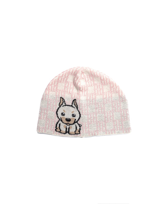 RR Puppy Beanie White Pink