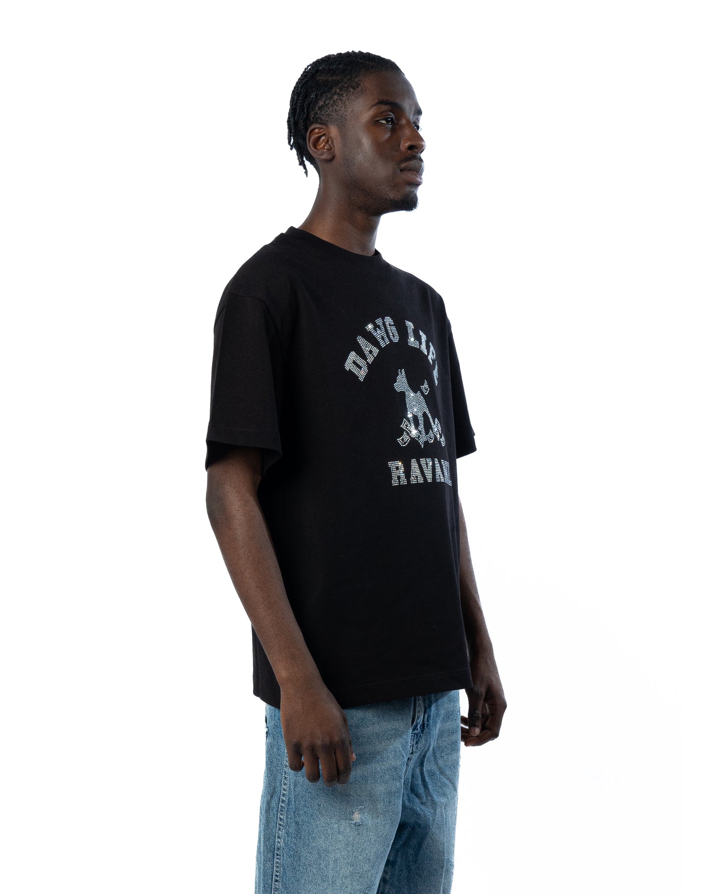 Dawg Life hustla Tee Black Rhinestone