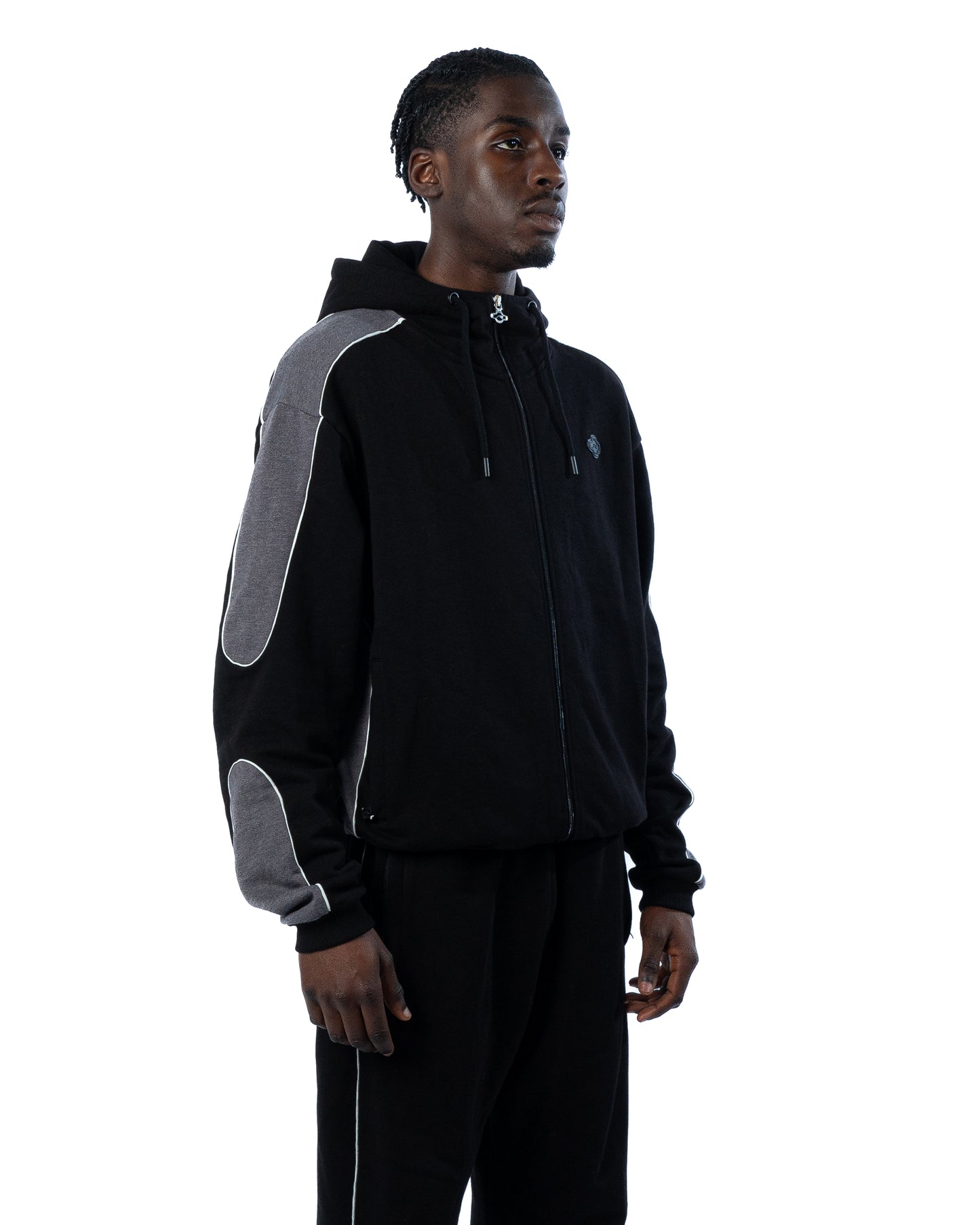 Raze Panel Zip Hoodie Black