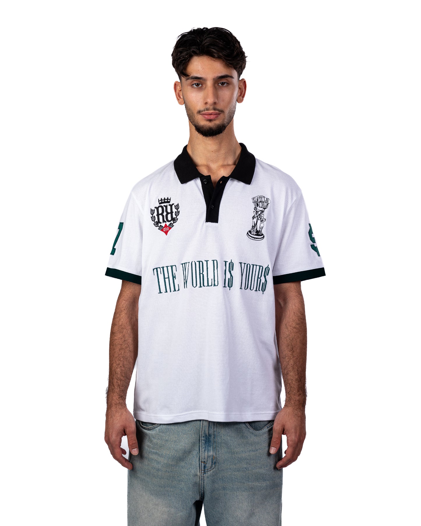 World is Yours Polo Shirt White Green
