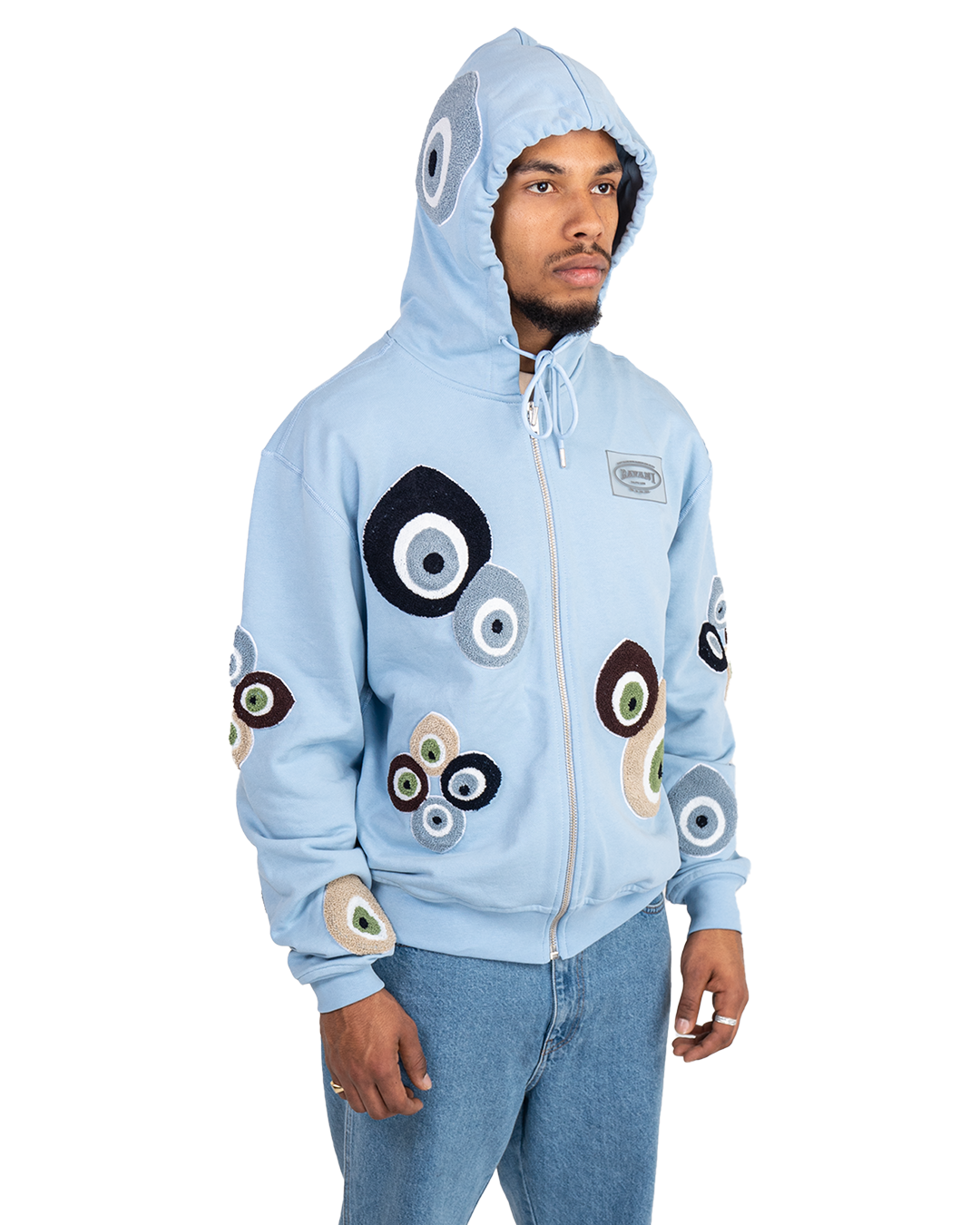 OG Nazar Zip Hoodie Baby Blue