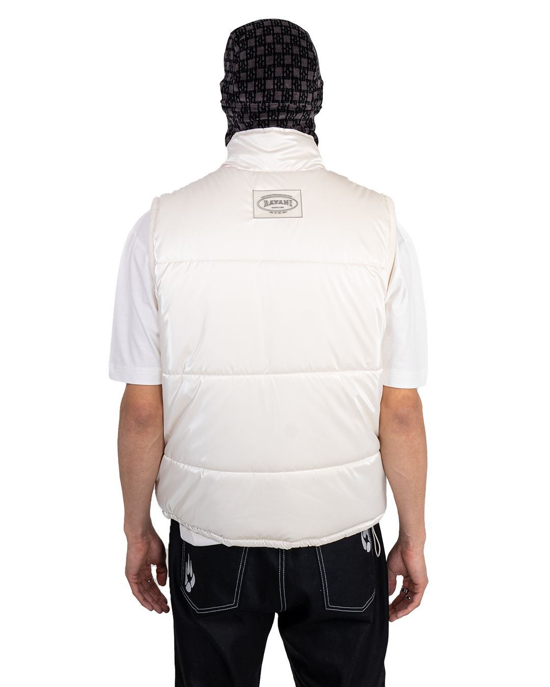 DOBERMAN PUFFER VEST BLACK ON CREAM