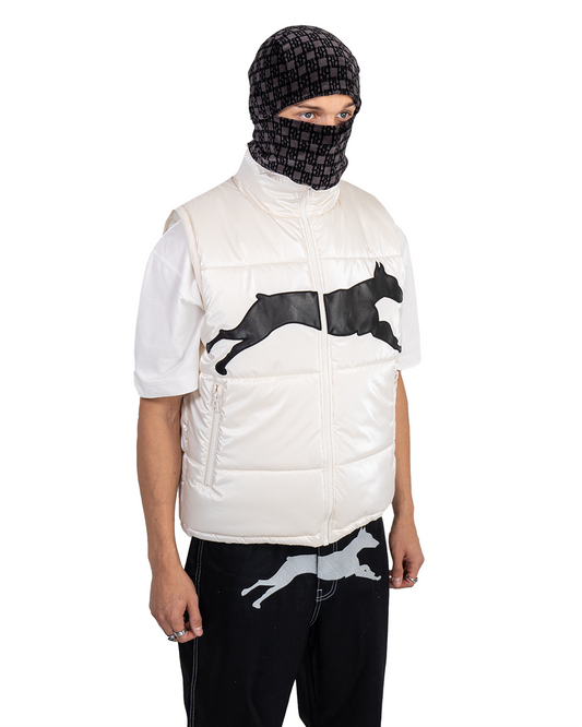 DOBERMAN PUFFER VEST BLACK ON CREAM
