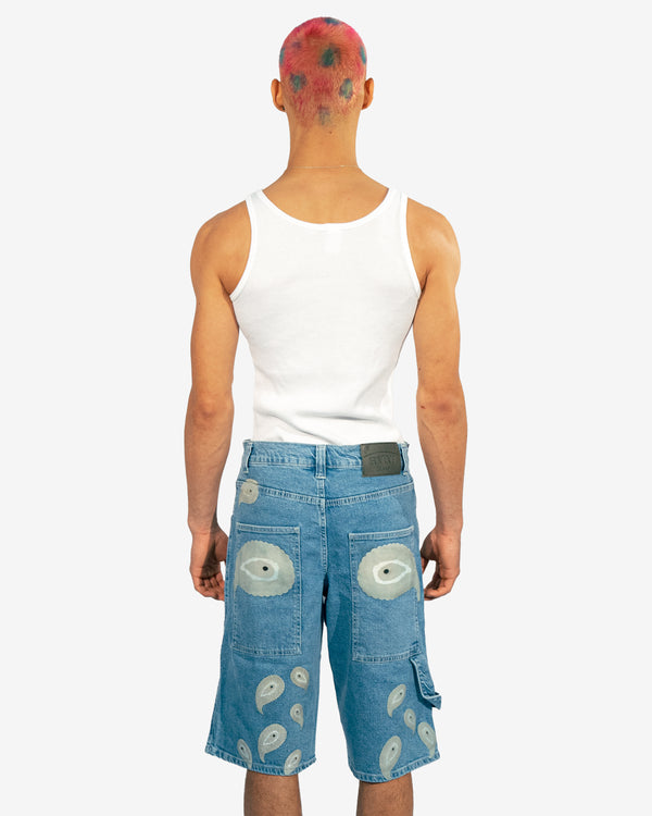 Grey Paisley Nazar Denim Shorts
