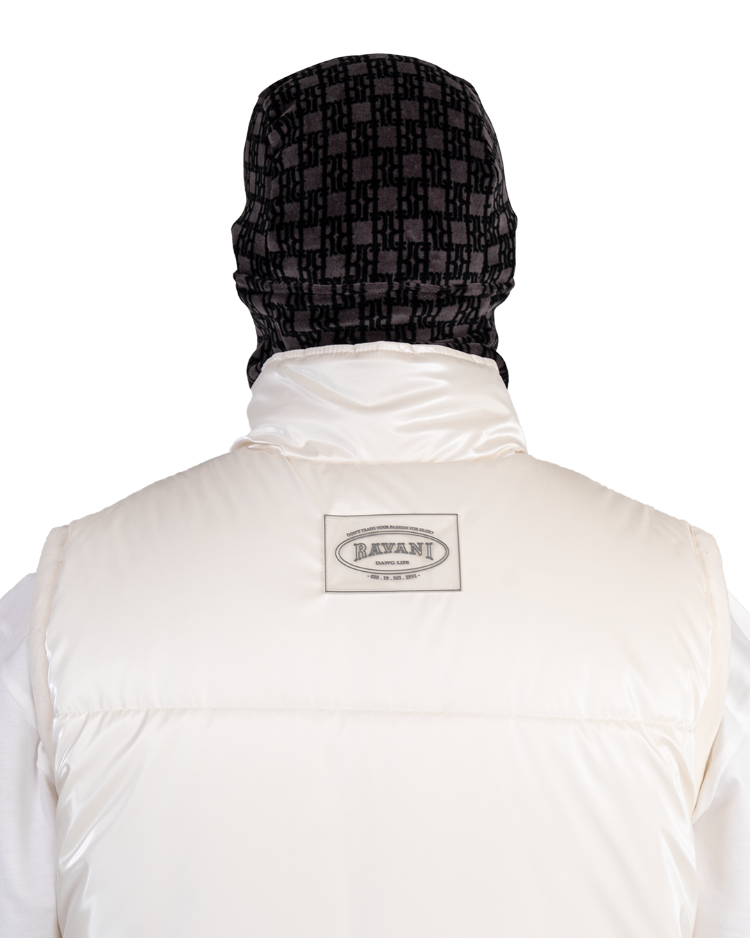 DOBERMAN PUFFER VEST BLACK ON CREAM
