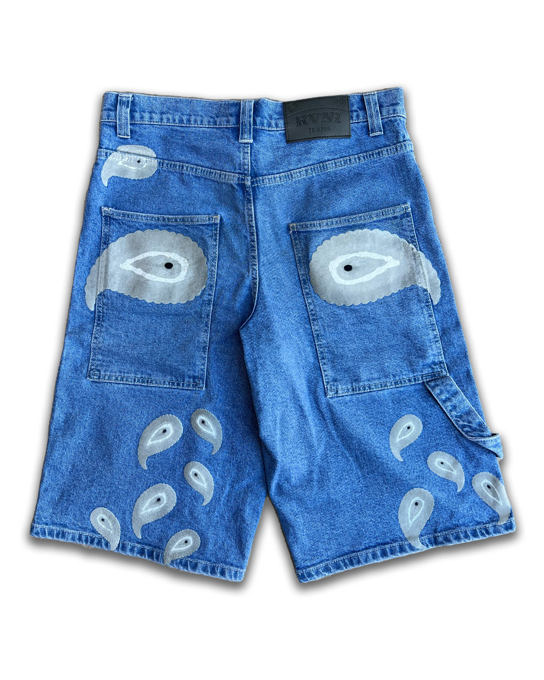 Grey Paisley Nazar Denim Shorts