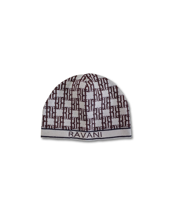 RR Monogram Beanie Creme / Brown