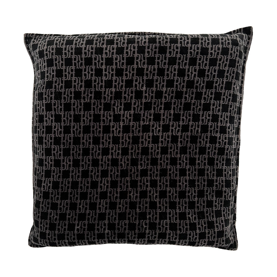 RR MONOGRAM VELOUR PILLOW 40x40cm BLACK